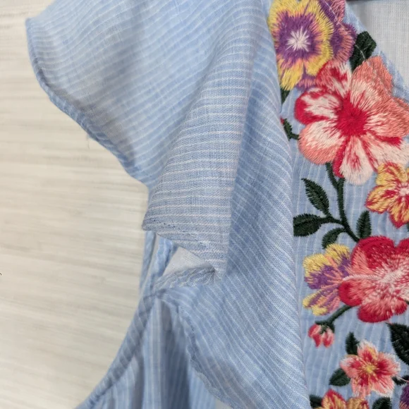 Savanna Jane Plus Size Floral Embroidered Striped Sleeveless Blouse Top 1X NWT - Picture 3 of 10